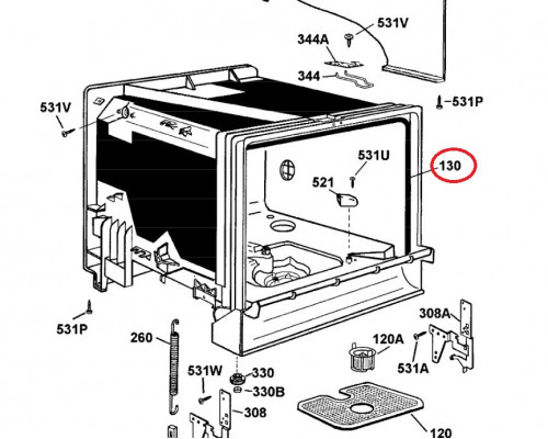 Уплотнительная резинка двери для посудомоечной машины Electrolux, Zanussi, AEG - 1551174004