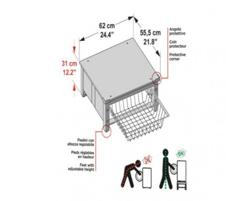 Подставка с корзиной для стиральной машины универсальная - 656143